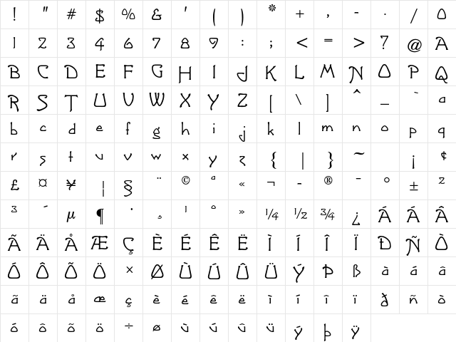 Greeting Monotone Std Regular  glyph index