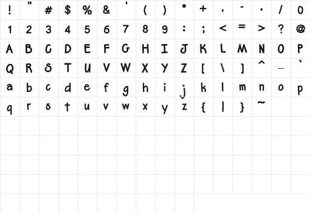 CK Frosting Regular  glyph index