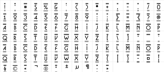 a_BosaNovaDc2Fr Regular  glyph index