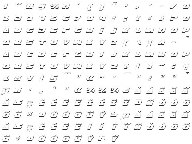 Guardian Shadow Italic Italic  glyph index