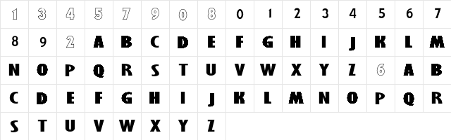 Russell-ORBNumbers Regular  glyph index