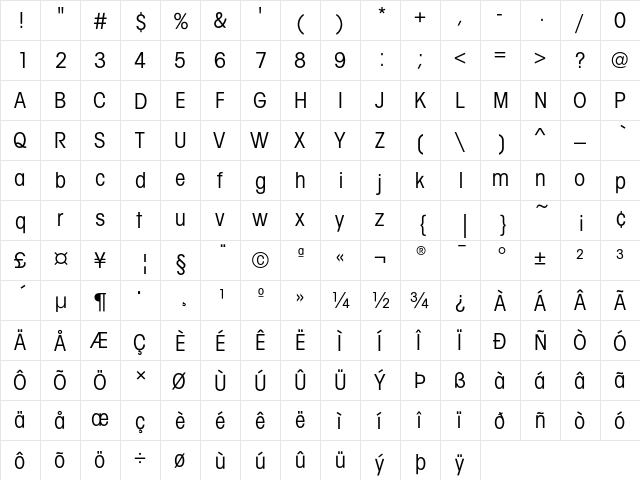 AvantGardEF BookCond  glyph index