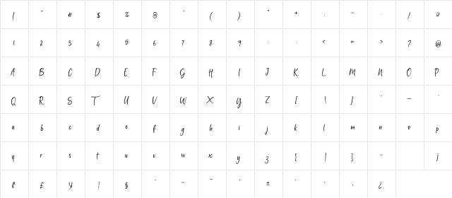 Patlystic Regular  glyph index