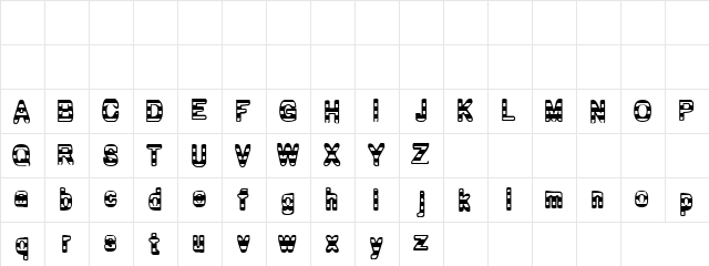 Zebra lines Regular  glyph index