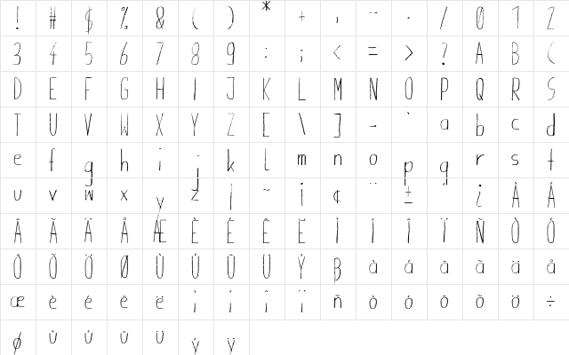 Giraffenhals Regular  glyph index