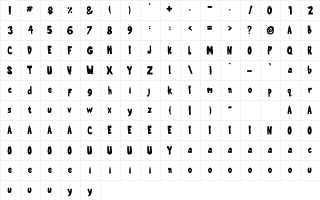 Verband Regular  glyph index