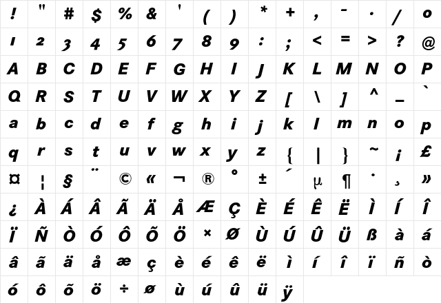 Corporate S Expert BQ Regular  glyph index