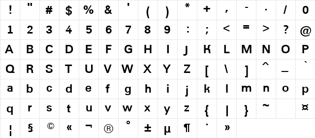 a_Grotic Bold  glyph index