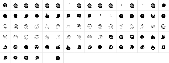Fluffy Ghost Ding Regular  glyph index