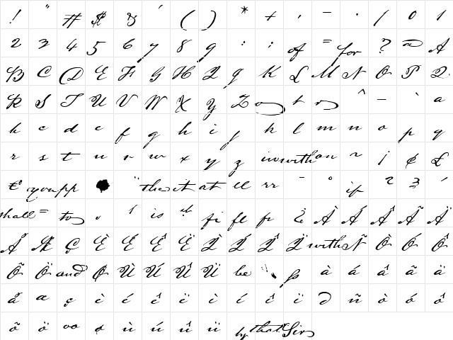 LamarPen Regular  glyph index