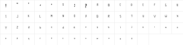 Kotak Nasi Regular  glyph index