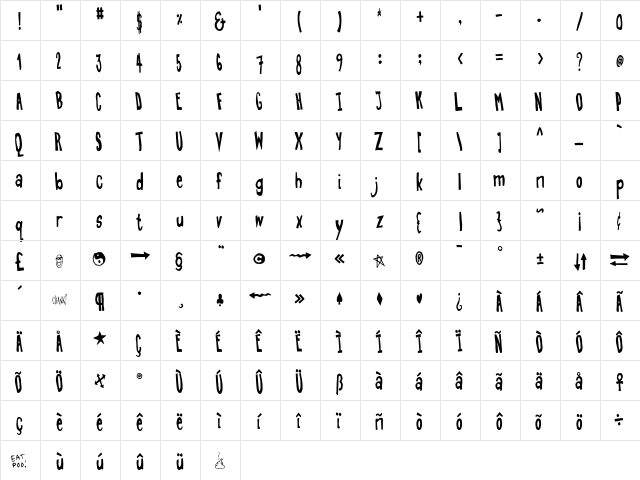 Eatpoo Tall  glyph index