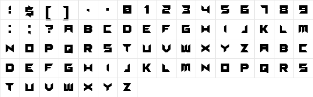 Suggested Regular  glyph index
