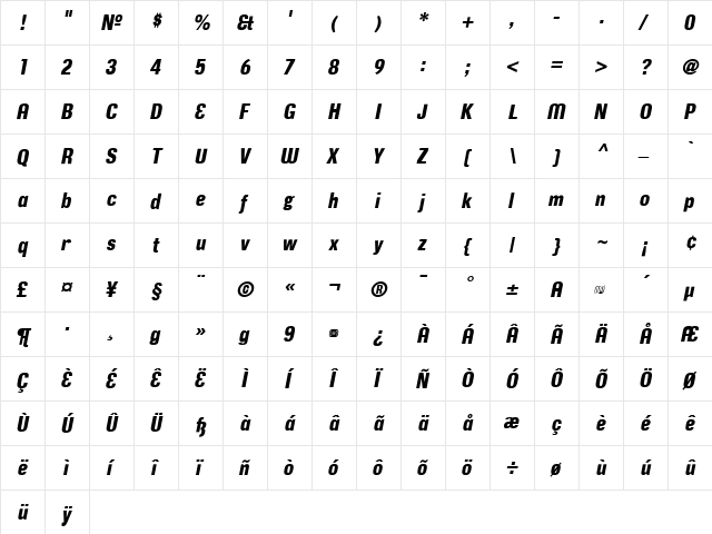 CorpusGothicAlternative Italic  glyph index