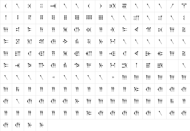 Zarathustra Regular  glyph index