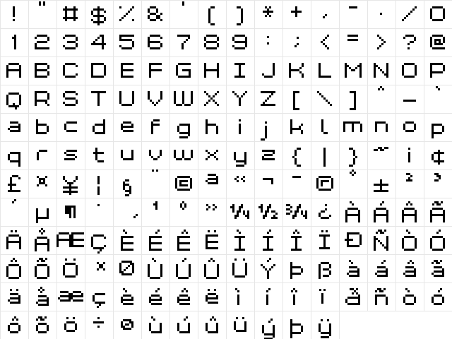 Grixel Kyrou 7 Wide Xtnd Regular  glyph index