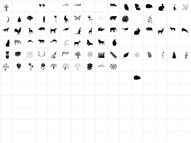 Nature Pro Regular  glyph index