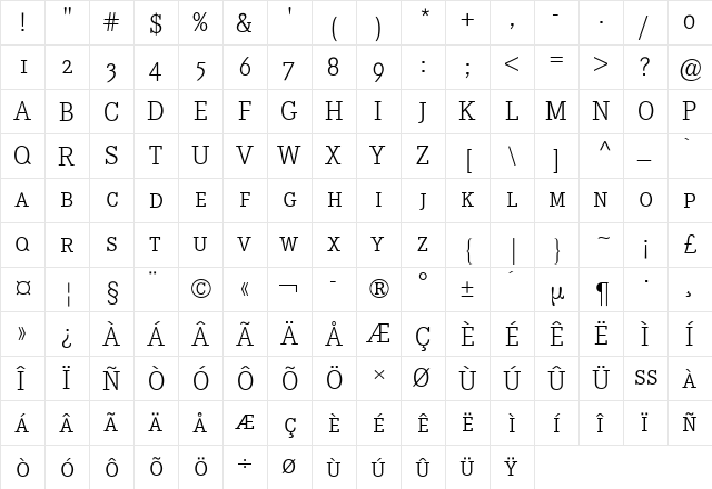 Corporate E Expert BQ Light  glyph index
