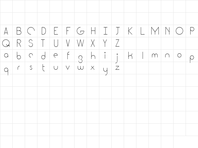 Cattia Demo font  glyph index