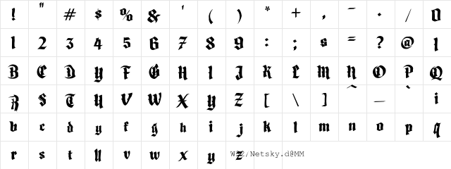 LHF Divine Regular  glyph index