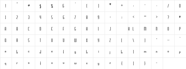 Granton Bold Regular  glyph index