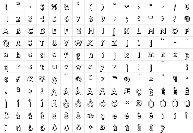 DavidBeckerShadow-Medium Regular  glyph index