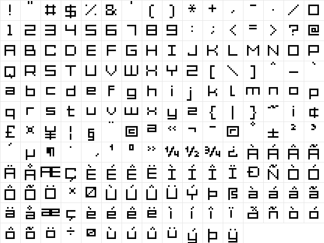 Grixel Acme 7 Wide Xtnd Regular  glyph index