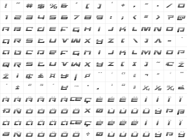 Northstar Gradient Italic Italic  glyph index