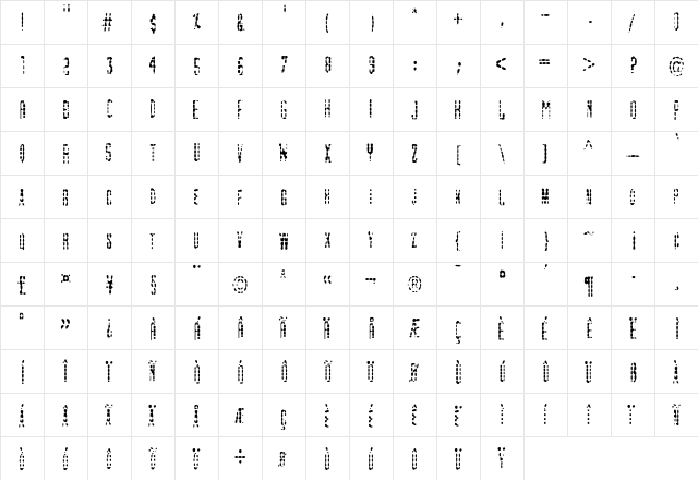 Atlanta Normal  glyph index