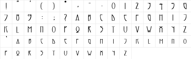 Adresack Regular  glyph index