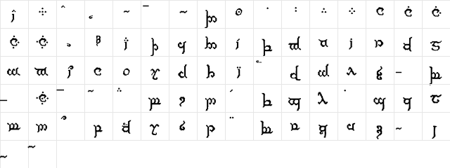 Tengwar Marzabul Regular  glyph index