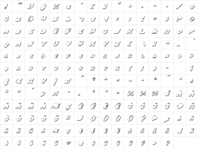 Bal-Astaral 3D Italic 3D Italic  glyph index