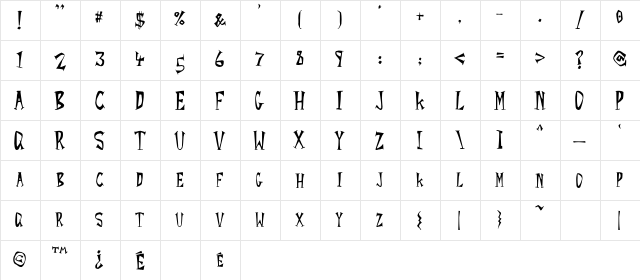Rocket YoYo Regular  glyph index