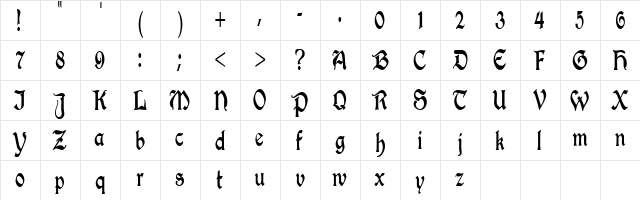 InnkeeperCondensed Regular  glyph index
