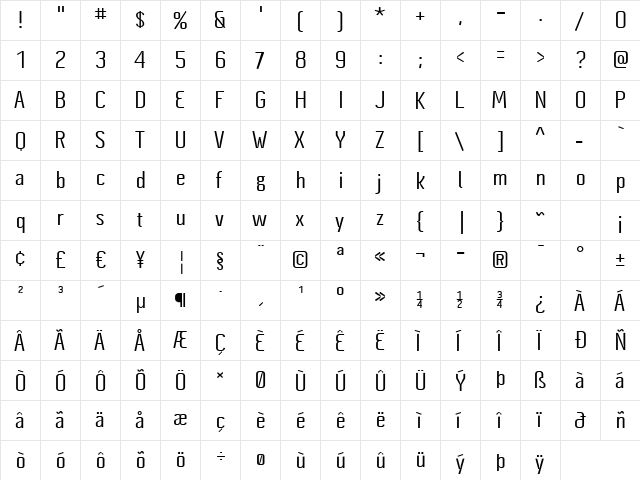 Cynapse Pro Bold  glyph index