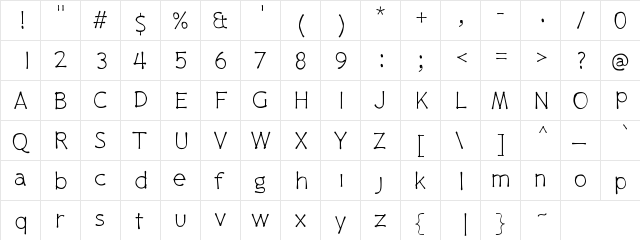 PajamaPantsLight Light  glyph index
