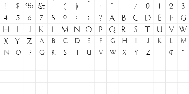SlotGothicSCapsSSK Regular  glyph index
