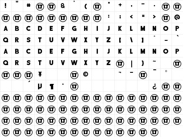 DISCIPLINA PERSONAL USE Regular  glyph index