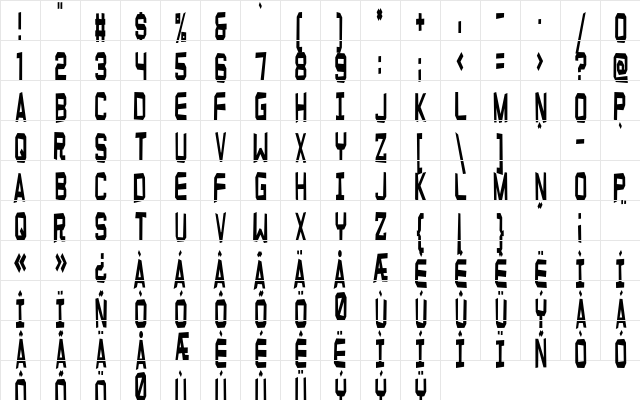 Funny farm hard Regular  glyph index