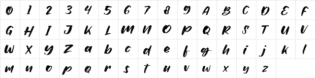 Bulkies Regular  glyph index