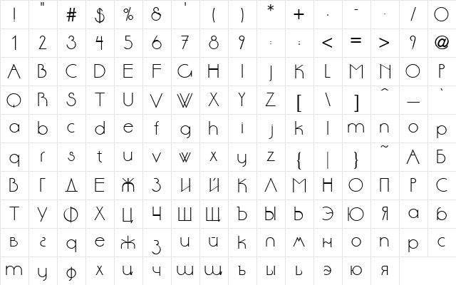 DS StandartCyr Regular  glyph index