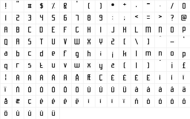 Slidfis Regular  glyph index