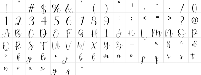 Naila Regular  glyph index
