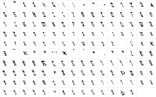 FZ WARPED 18 LEFTY Normal  glyph index