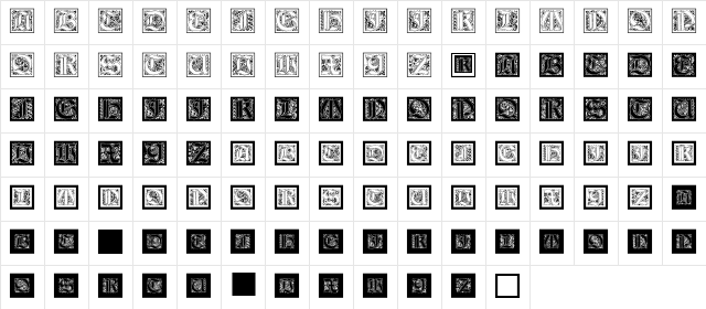 KaiserRotbartOneCaps Regular  glyph index