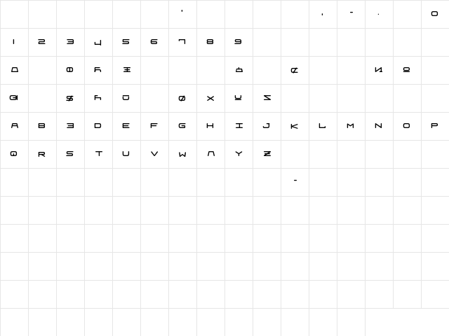 Fraulein Unifon Regular  glyph index
