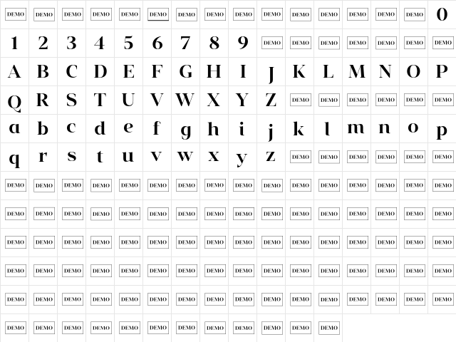 Vendura SemiBoldDemo  glyph index