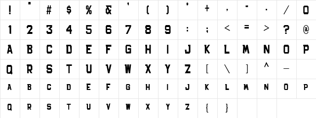 Bachelor Pad Condensed JL Regular  glyph index