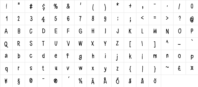 Now your conscience is clear Regular  glyph index