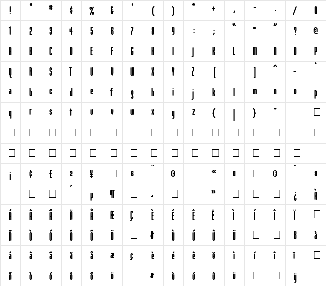 ModulaRoundBlack Round Black  glyph index